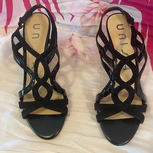 Black Strappy Wedge 3” Heels Size 9 ***NEW***